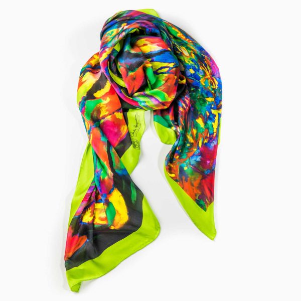 Cornelia Hagmann Contemporary Artist La Galleria Silk Scarf Peace Green, Seidenschal, sciarpa di seta, foulard soie,